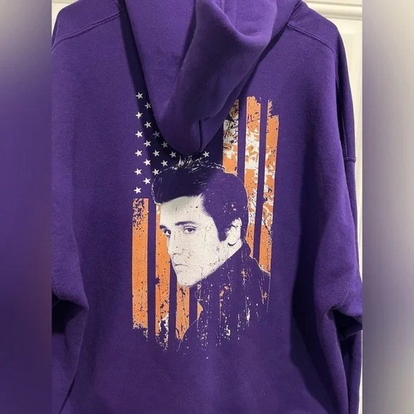 Elvis Presley Oversized Purple Graphic Hoodie size 2XL - Picture 3 of 7